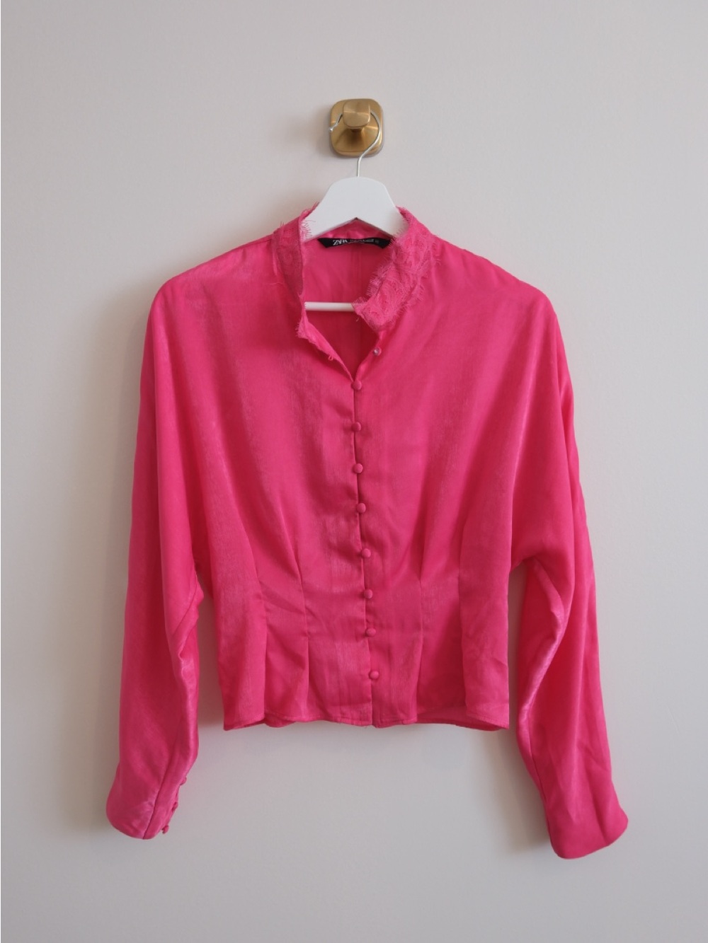 Zara Hot Pink Button-Front Blouse
